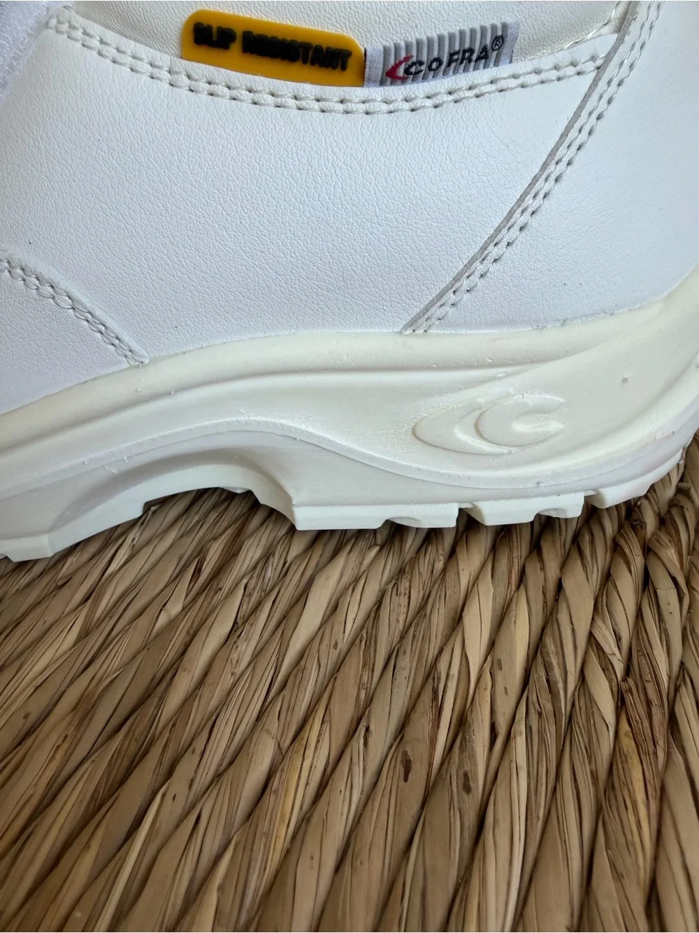 White Men’s Boat-Style Work Shoes with Secure Closure